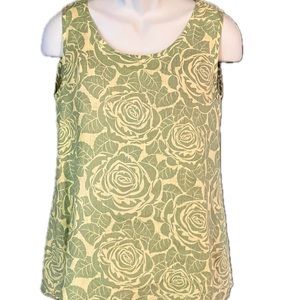 Flax brand women’s size small blouse in soft, green and cream floral pattern.